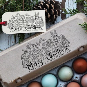 Frohe Weihnachten vom Bauernhof Stempel - Weihnachten Eierkarton Stempel - Weihnachtsstempel - Eierkarton Stempel - Frohe Weihnachten Stempel
