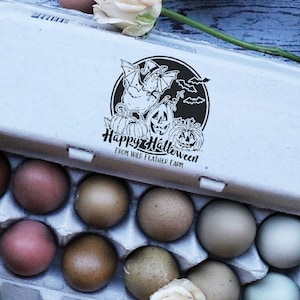 Jack-O-Lantern Chicken Halloween Rubber Stamp - Happy Halloween Chicken Stamp - Pumpkin Stamp - Fall on the Farm Rubber Stamp