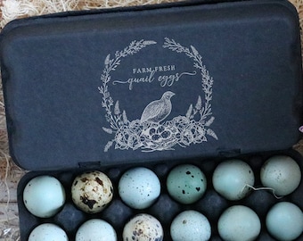 Quail Egg Carton Rubber Stamp - Quail Egg Stamps - Farm Stamp - Fresh Quail Eggs - Quail Custom Stamp - Floral Egg Carton Stamp