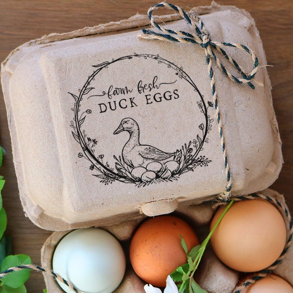 Farm Fresh Duck Eggs Stamp - Duck Eggs Custom Stamp - Egg Carton Rubber Stamp - Egg Carton Stamp - Farm Stamp - Duck Eggs Stamp