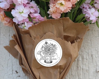 Flower Bouquet Rubber Stamp - Fresh Cut Flowers Stamp - Custom Flower Stamp - Fresh Flowers Stamp - Watering Can Stamp - Garden Stamp