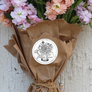 Carimbo de borracha para buquê de flores - Carimbo de flores frescas cortadas - Carimbo de flor personalizado - Carimbo de flores frescas - Carimbo de regador - Carimbo de jardim