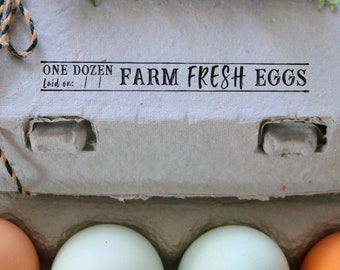 Egg Carton Rubber Stamp - Farm Stamp - Fresh Chicken Eggs - Chicken Stamp - Farm Fresh Eggs - One Dozen Eggs Stamp - Eggs Laid On Date Stamp