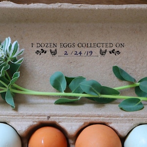 One Dozen Eggs Collected On Rubber Stamp - Egg Collecting Stamp - Fresh Chicken Eggs Egg Carton  Stamp - Chicken Egg Date Stamp
