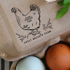 Custom Rubber Stamp - Egg Carton Stamp - Farm Stamp - Fresh Chicken Eggs - Custom Chicken Stamp - Farm Fresh Eggs