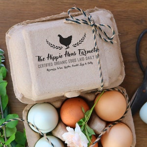 Custom Rubber Stamp - Egg Carton Stamp - Farm Stamp - Fresh Chicken Eggs - Chicken Stamp