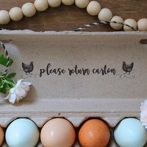 Egg Carton Rubber Stamp - Boerderij Stempel - Verse Kippeneieren - Kip Stempel - Gelieve Terug Karton Stempel