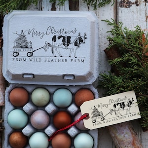 Kuh und Huhn Weihnachtsstempel - Weihnachten Ei Karton Stempel - Bauernhof Stempel - Ei Karton Stempel - benutzerdefinierte Bauernhof Stempel - frohe Weihnachten Stempel