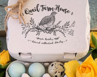 Quail Egg Custom Rubber Stamp - Quail Egg Carton Stamp - Farm Stamp - Fresh Quail Eggs - Quail Custom Stamp - Floral Egg Stamp