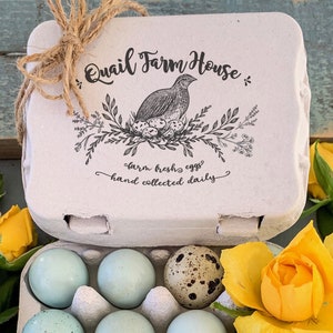 Quail Egg Custom Rubber Stamp - Quail Egg Carton Stamp - Farm Stamp - Fresh Quail Eggs - Quail Custom Stamp - Floral Egg Stamp