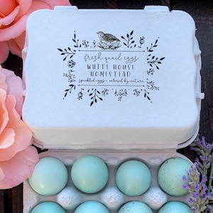 Codorniz huevo custom goma sello - codorniz huevo cartón sello - sello de la granja - huevos de codorniz fresca - sello personalizado de la codorniz - sello de huevo floral