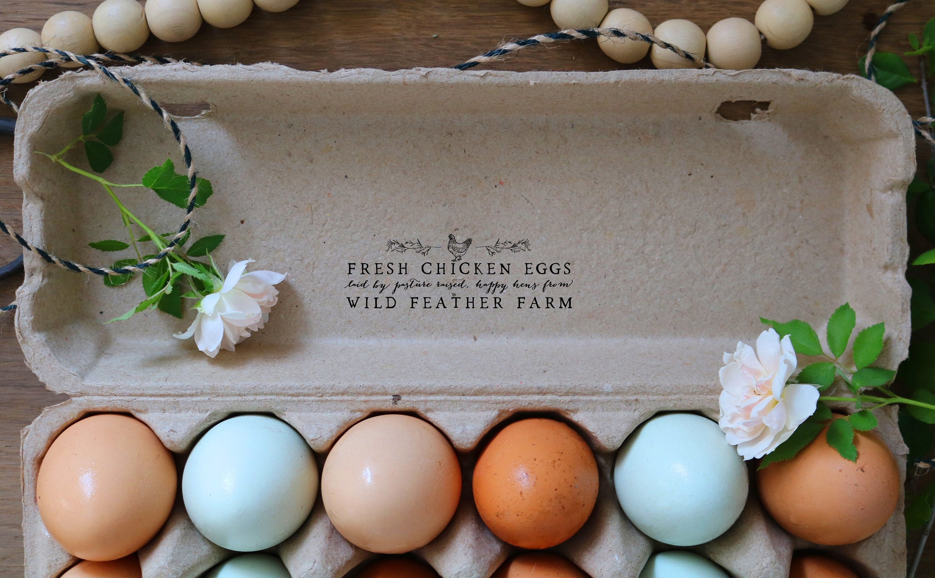 Fresh Duck Eggs Wreath Rubber Farm Stamp – Wild Feather Farm