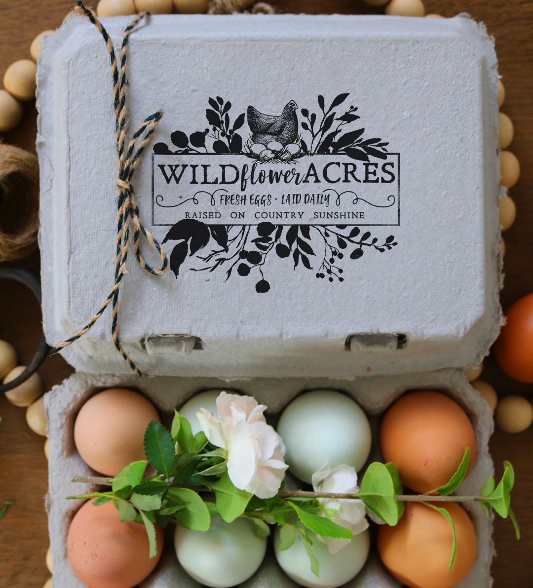 Watercolor Hen Farm Fresh Egg Carton Self-inking Stamp