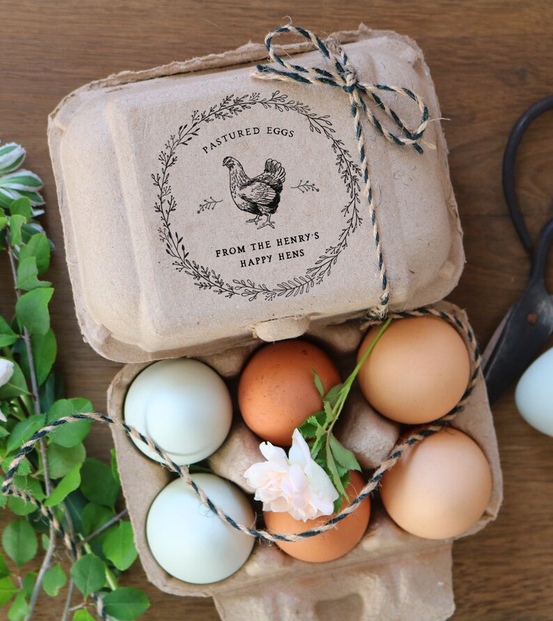 Custom Rubber Stamp Egg Carton Stamp Farm Stamp Fresh Etsy