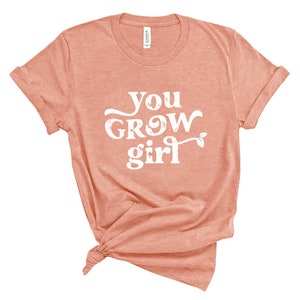 You Grow Girl Garden Tee in Heather Sunset - Gardening T-shirt - Flower Farmer T-shirt - Garden Apparel - Garden Lover Gift - Plant Lady Tee