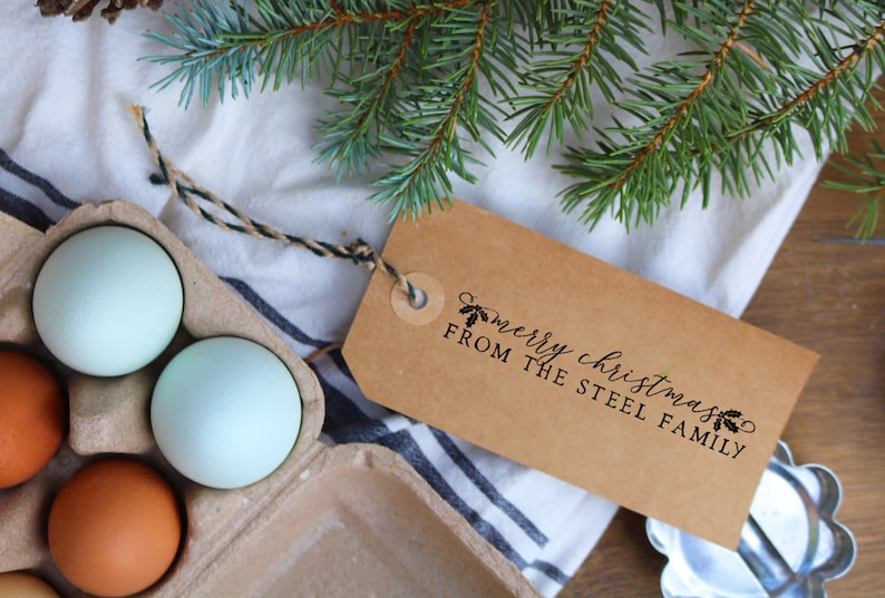 Custom Rubber Stamp Custom Christmas Stamp Merry Christmas Gift Tag Stamp Christmas Card Stamp Custom Holiday Family Stamp
