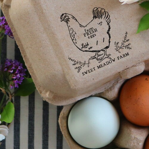 Custom Rubber Stamp Egg Carton Stamp Farm Stamp Fresh Etsy