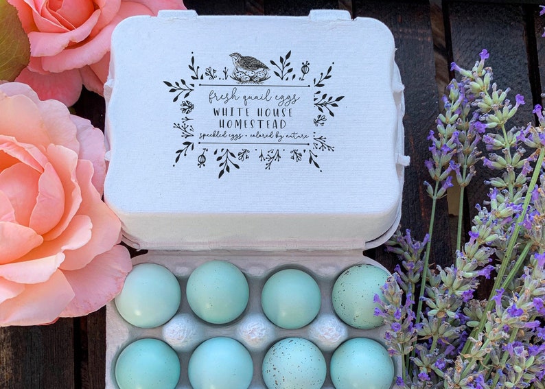 Stempel Eier Von Glücklichen Wachteln - Motivstempel Mit Kissen Ø40mm - Für Hofladen & Bio-Eier