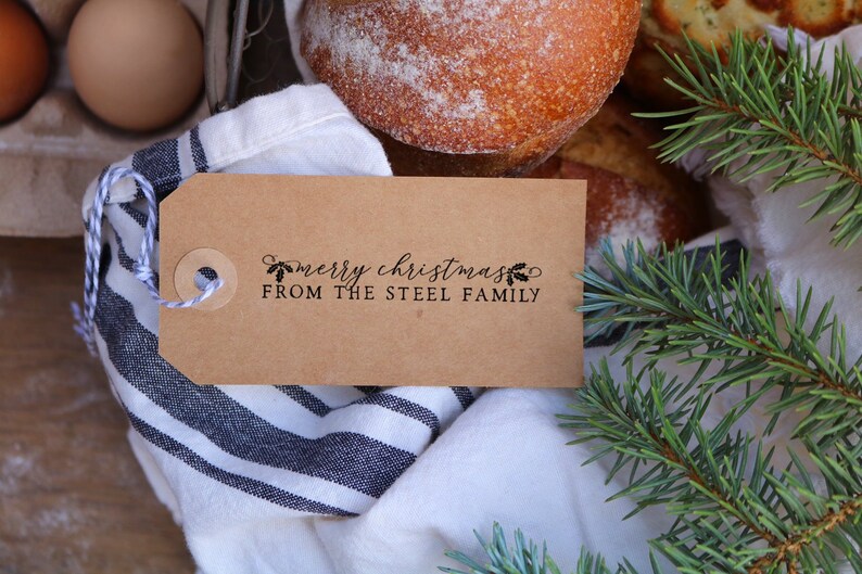 Custom Rubber Stamp Custom Christmas Stamp Merry Christmas Gift Tag Stamp Christmas Card Stamp Custom Holiday Family Stamp
