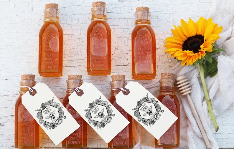 Farm Fresh Honey Custom Rubber Stamp Honey Bee Stamp Farmers Market Stamp Raw Honey Rubber Stamp Floral Farm Stamp image 2