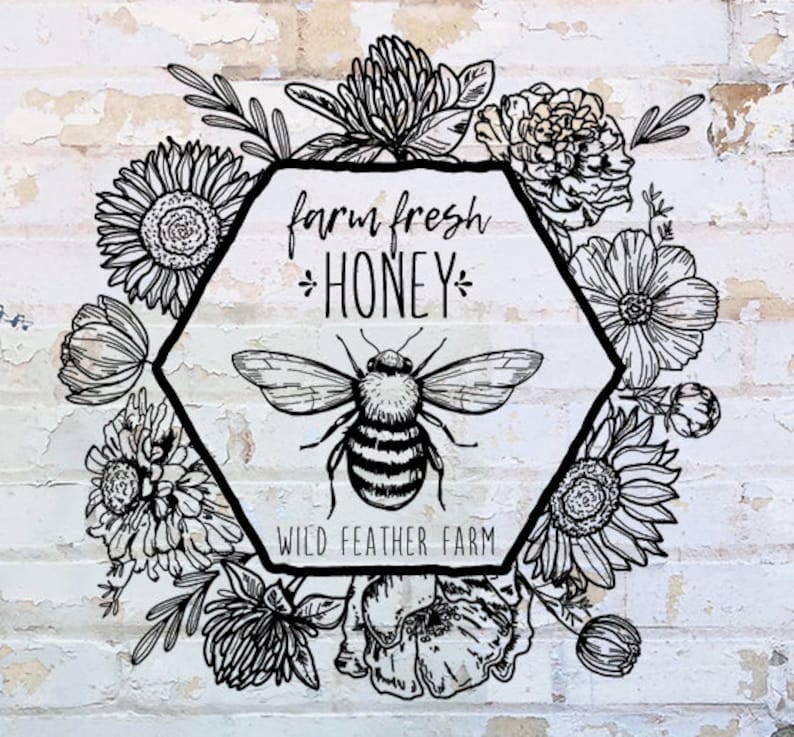 Farm Fresh Honey Custom Rubber Stamp Honey Bee Stamp Farmers Market Stamp Raw Honey Rubber Stamp Floral Farm Stamp image 3