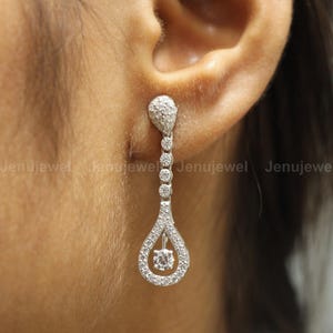2CT Simulated Diamond Drop Earrings: 14K White Gold Dangle, Wedding Jewelry