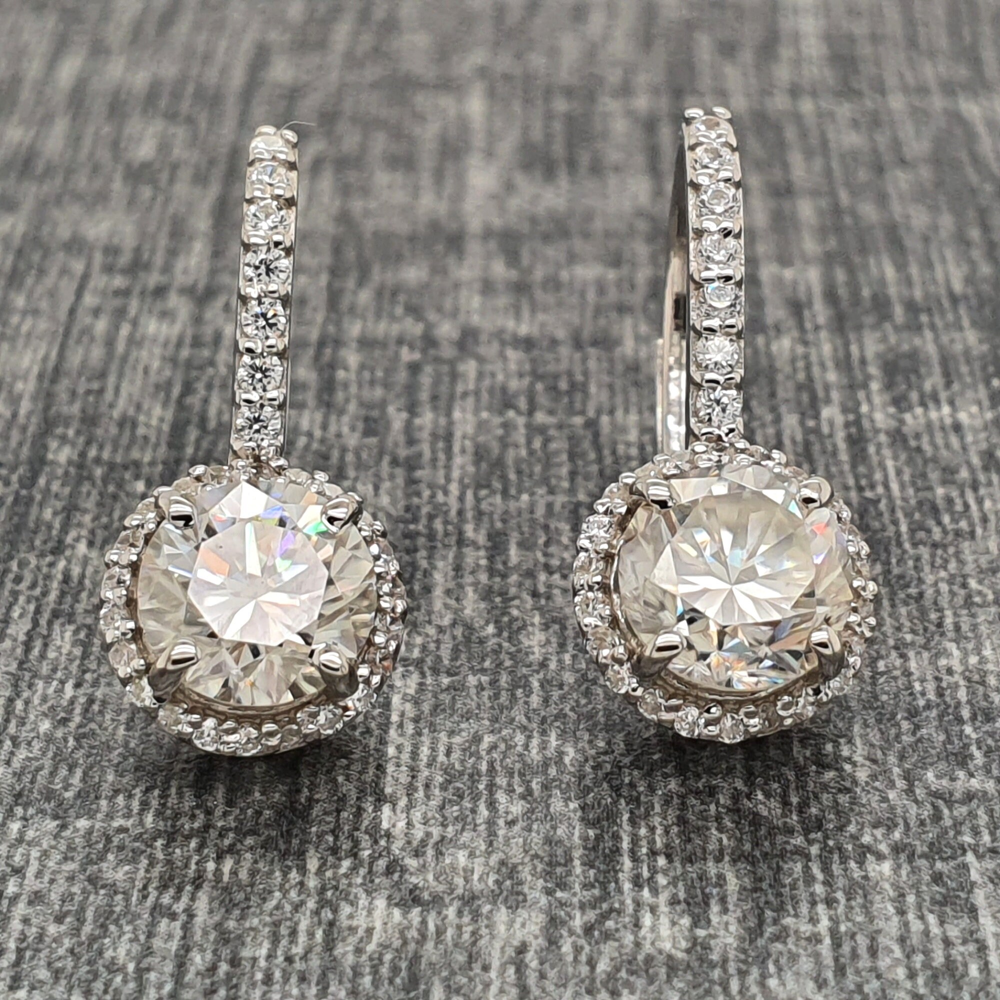 14K Solid Gold Earrings/Moissanite Dangle Earrings/2.50 CT Etsy