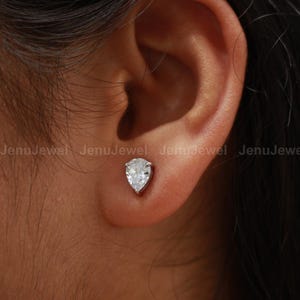 2.60 CT Pear Cut Women&#39;s Stud Earrings, Push Back Wedding Earrings, 14K White Gold Birthday Gift, Moissanite Stud Earrings, Bridal Earrings