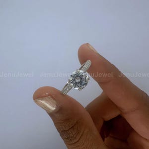 2.2 CT Round Cut Hidden Halo Ring, 14K White Gold Moissanite Engagement Ring, Customized Pave Setting Proposal Jewelry, Perfect Wedding Gift