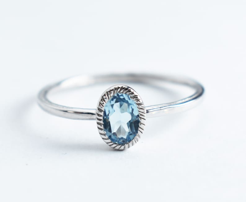 InshineJewelsNaturalBluetopaz,HandmadeGemsStoneRing,Promisering,DecemberBirthStone,UniqueHandMade,DaintyPromiseRing,StackingRingWhiteRhodium