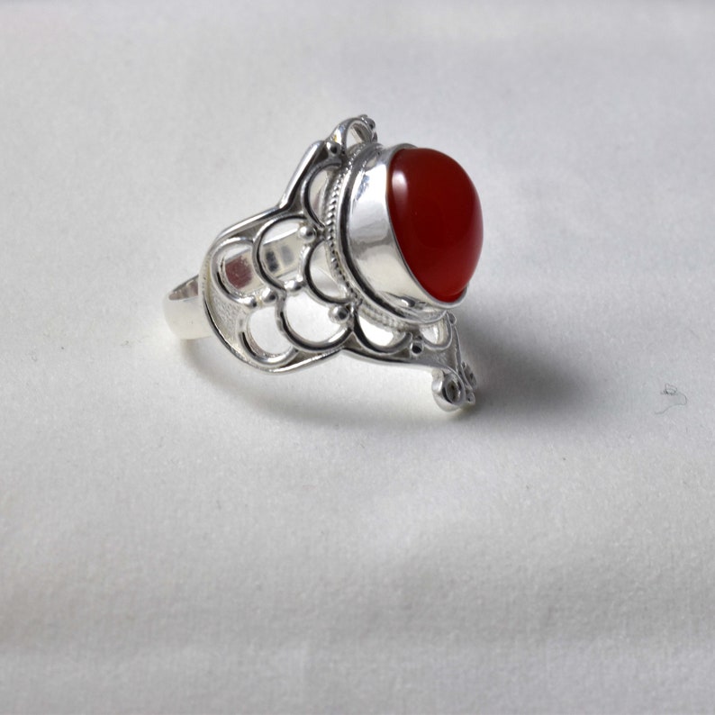 Cut Stone Ring,Stack Ring,Maid Of Honor Ring,Alternative Engagement Ring,Rectangle Ring Red Onyx Ring,Solid Silver Ring,Gorgeous Boho Ring