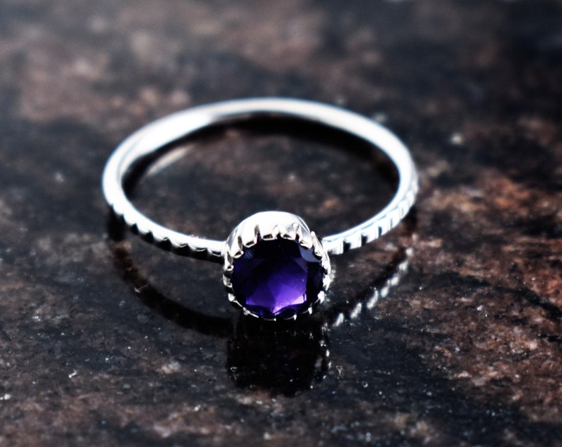 InshineJewelsSterlingSilverRing,Februaryring,Gemsstone Ring,Stacking Ring,Purple Ring,SilverDaintyRing,AmetyhystEngagement Ring,WhiteRhodium