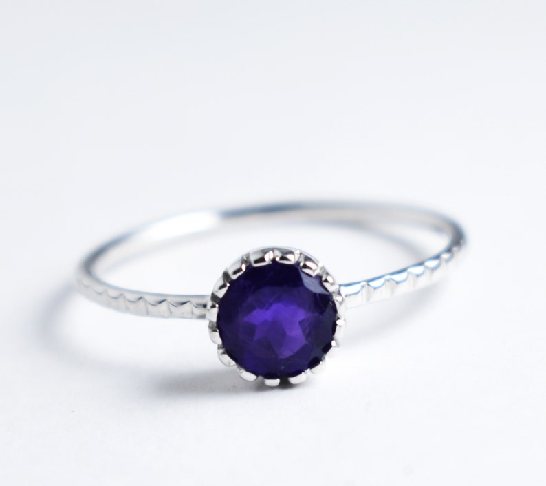 InshineJewelsSterlingSilverRing,Februaryring,Gemsstone Ring,Stacking Ring,Purple Ring,SilverDaintyRing,AmetyhystEngagement Ring,WhiteRhodium
