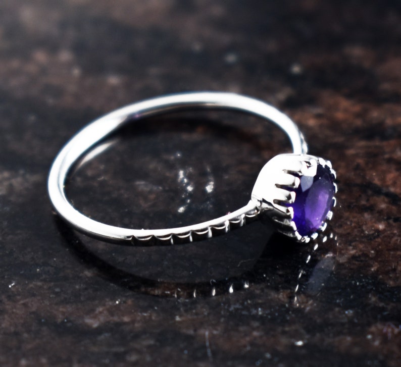 InshineJewelsSterlingSilverRing,Februaryring,Gemsstone Ring,Stacking Ring,Purple Ring,SilverDaintyRing,AmetyhystEngagement Ring,WhiteRhodium
