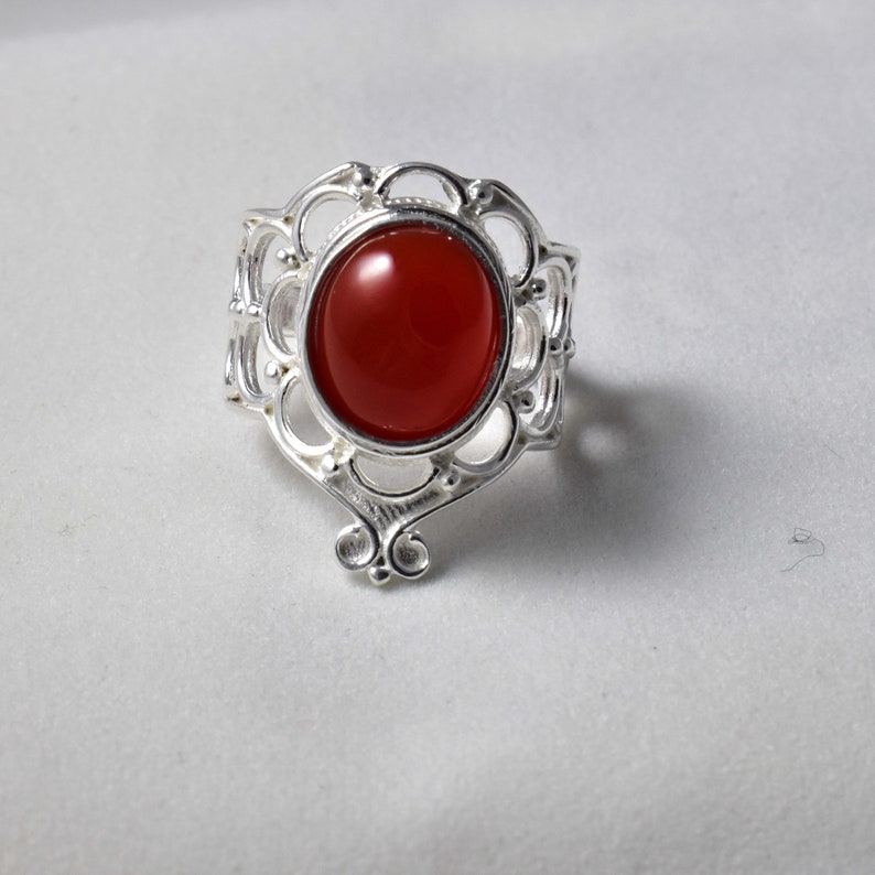 Cut Stone Ring,Stack Ring,Maid Of Honor Ring,Alternative Engagement Ring,Rectangle Ring Red Onyx Ring,Solid Silver Ring,Gorgeous Boho Ring