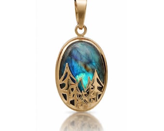 Silver Mount Pendant, Everest Mountain Necklace,Brass Mount Fuji Necklace, Matterhorn,Silver Pine Tree Necklace: Nature Landscape Jewelry