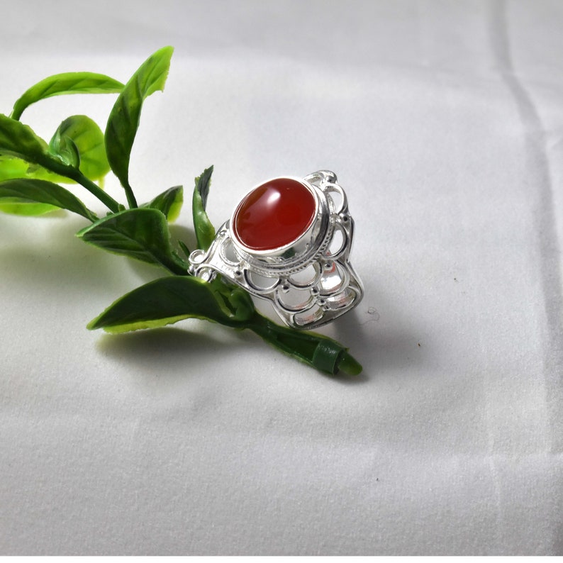 Cut Stone Ring,Stack Ring,Maid Of Honor Ring,Alternative Engagement Ring,Rectangle Ring Red Onyx Ring,Solid Silver Ring,Gorgeous Boho Ring