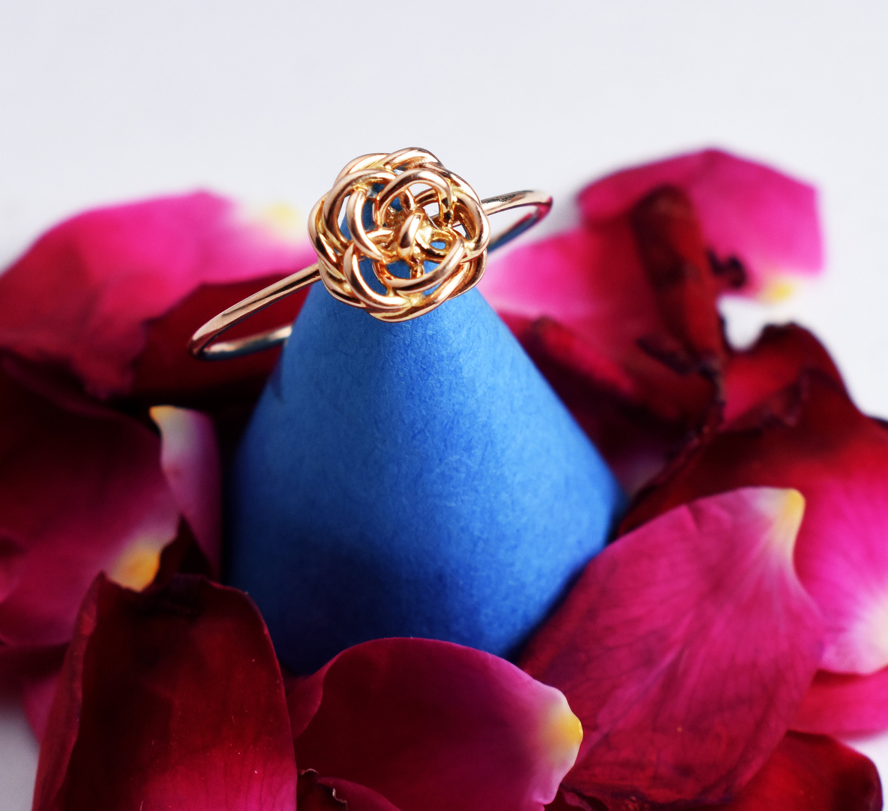 10K Gold Flower Ring 14k Gold Rose Flower Ring Gold Rose Ring Etsy