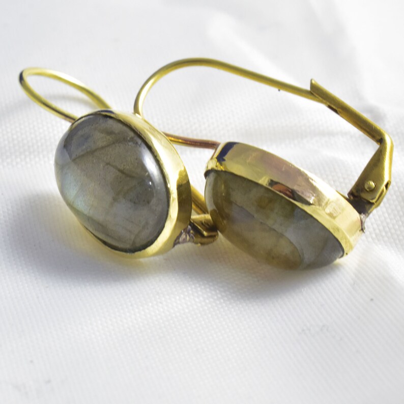 Silver Labradorite Earring,Silver Lever Back Earring,Stone Lever Back Earwire,Minimalist Earring,Mother/'s Gift,Handmade Lever Back Earring