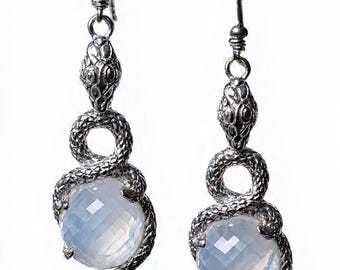 silver snake earrings