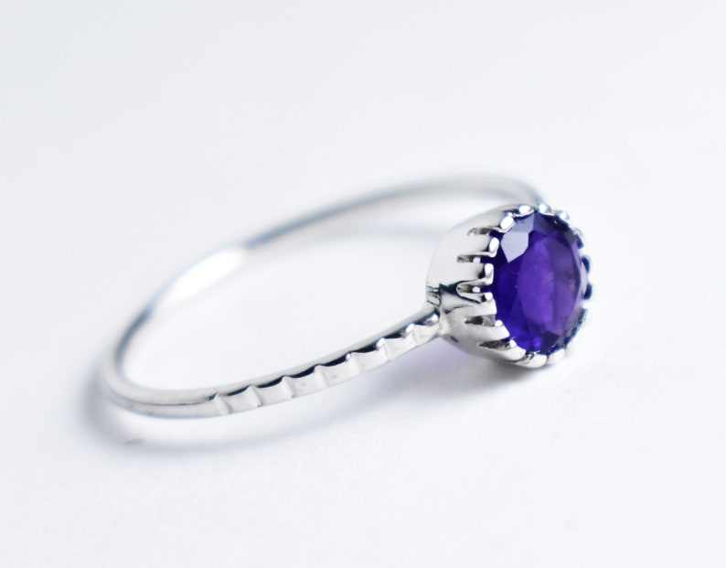 InshineJewelsSterlingSilverRing,Februaryring,Gemsstone Ring,Stacking Ring,Purple Ring,SilverDaintyRing,AmetyhystEngagement Ring,WhiteRhodium