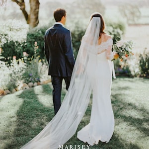 Weicher Braut-Hochzeitsschleier, weißer elfenbeinfarbener Brautschleier, Ellenbogen-Fingerspitze, Boden, Kapelle, Kathedralenlänge, Brautschleier, Schnittschleier, einfacher Schleier, Jilian