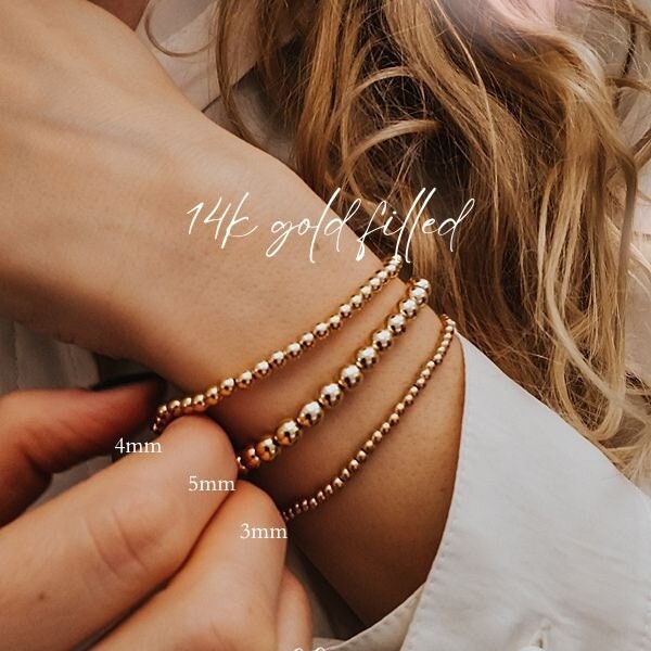 Bracelet for Women, Gold Beaded Bracelet, Gold Ball Bracelet, Gold Filled Bracelet Minimalist Bracelet Boho style, Waterproof Bracelet