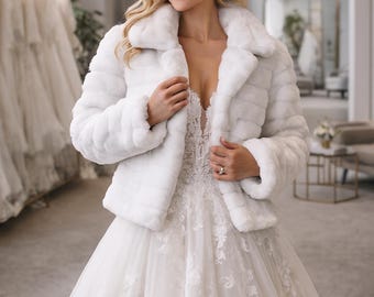 フェイクファーブライダルジャケット - 冬用ウェディングショール