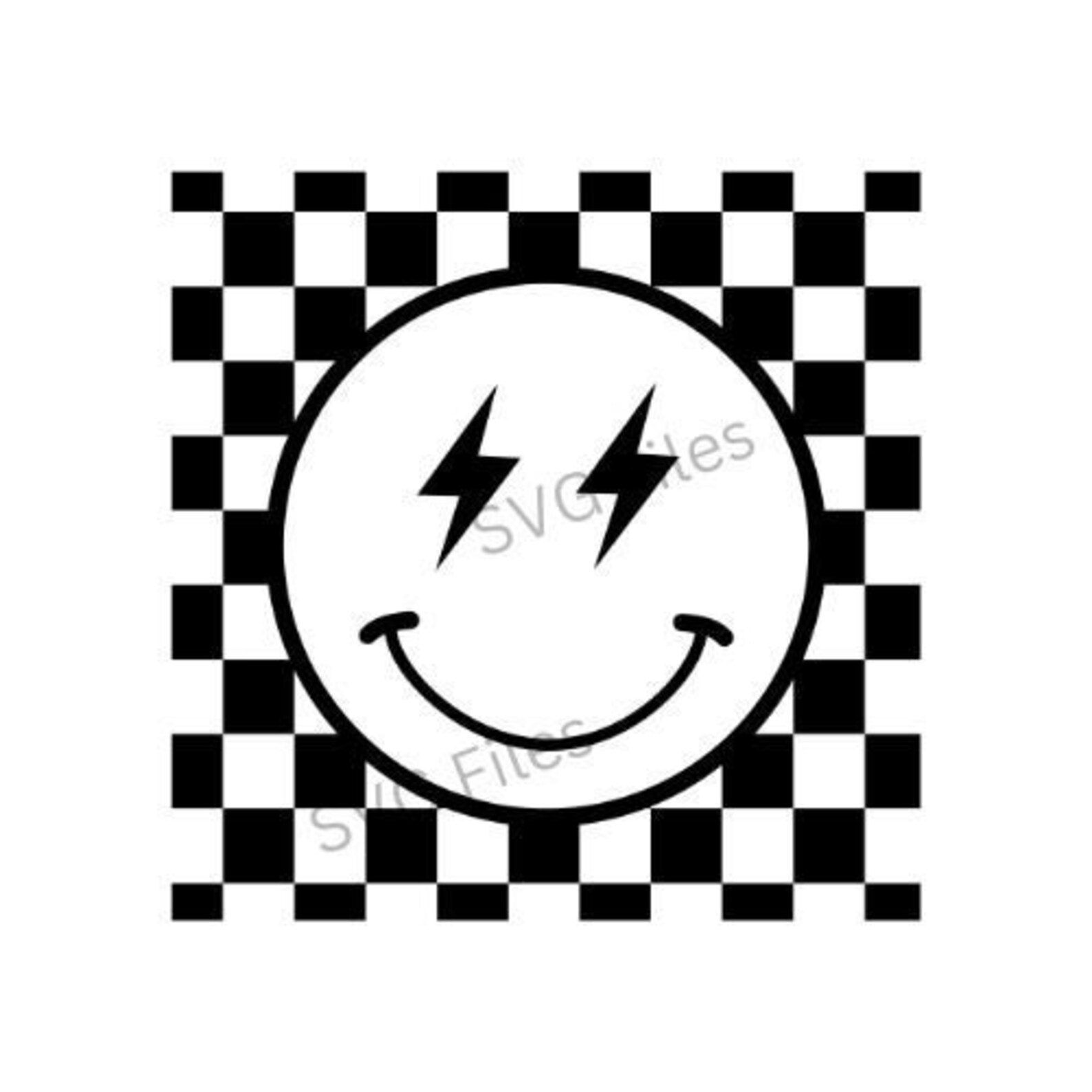 Checkered Smiley Face SVG - Etsy
