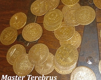 12 Rechnenpfennig - Renaissance Counting Tokens from Nuremberg, Brass, Renaissance Banking, Gambling, Fugger, Medici