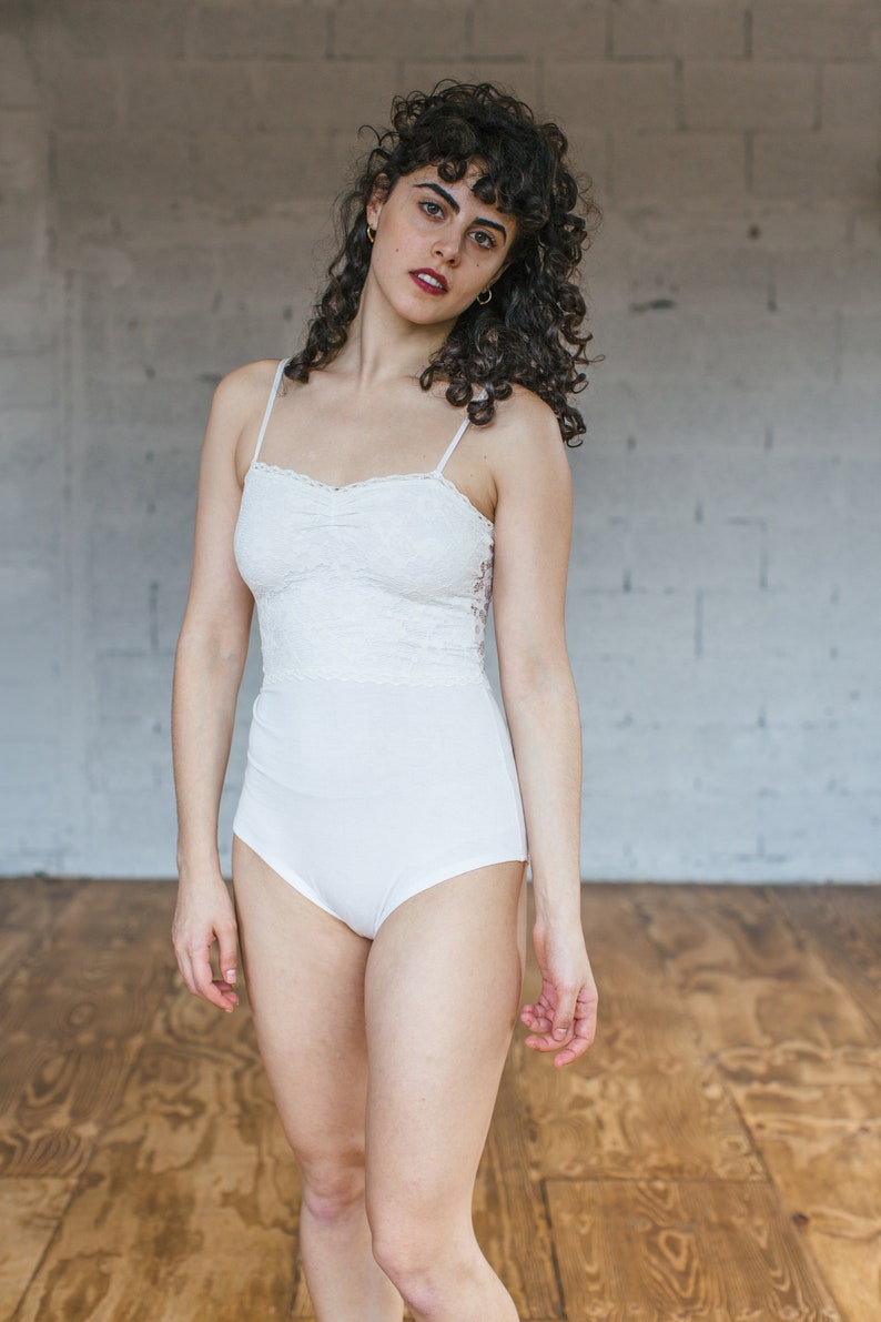 White Bodysuit Lace Bodysuit Cotton Bodysuit Leotard Women Etsy