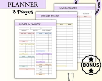 Paycheck Budget Planner, EDITABLE Budget by Paycheck Template, PDF Printable Financial Budget Tracker, Finance, Expense, Savings Tracker