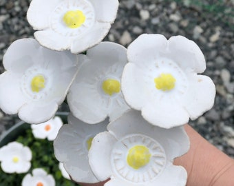Margerite weiß 10 Stück Keramikblüten