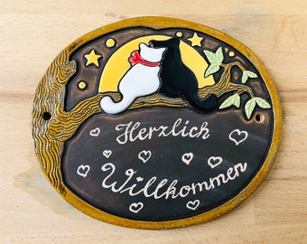 Türschild Katzen Mond